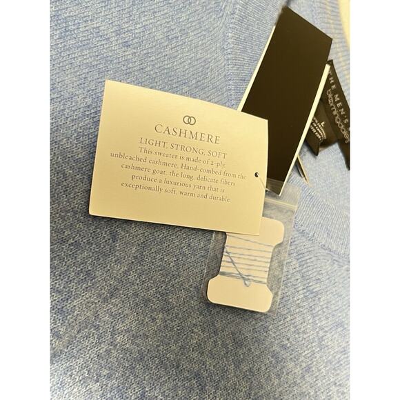 New Bloomingdale Sweater Mens Large Pullover Cashmere Light Blue L NWT $228 - Picture 4 of 7